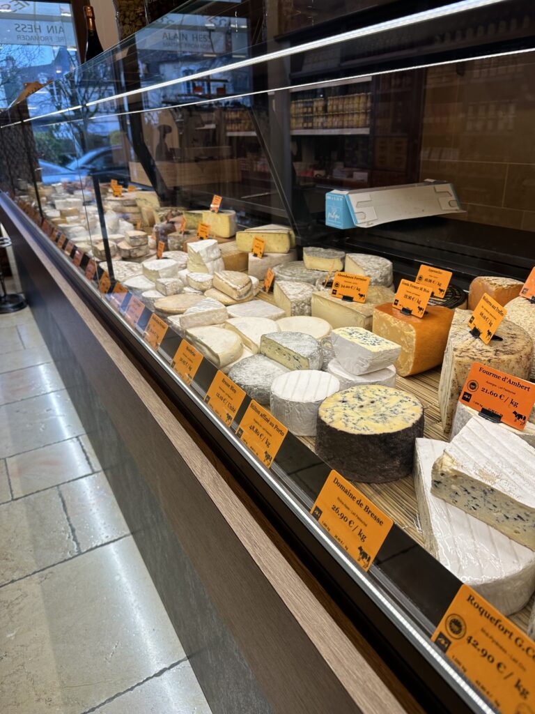 Cheese case at Alain Hess, Beaune