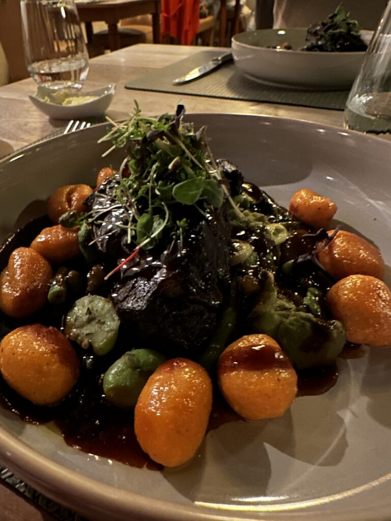 Braised beef and pumpkin gnocchi at Bollants Im Spa Restaurant
